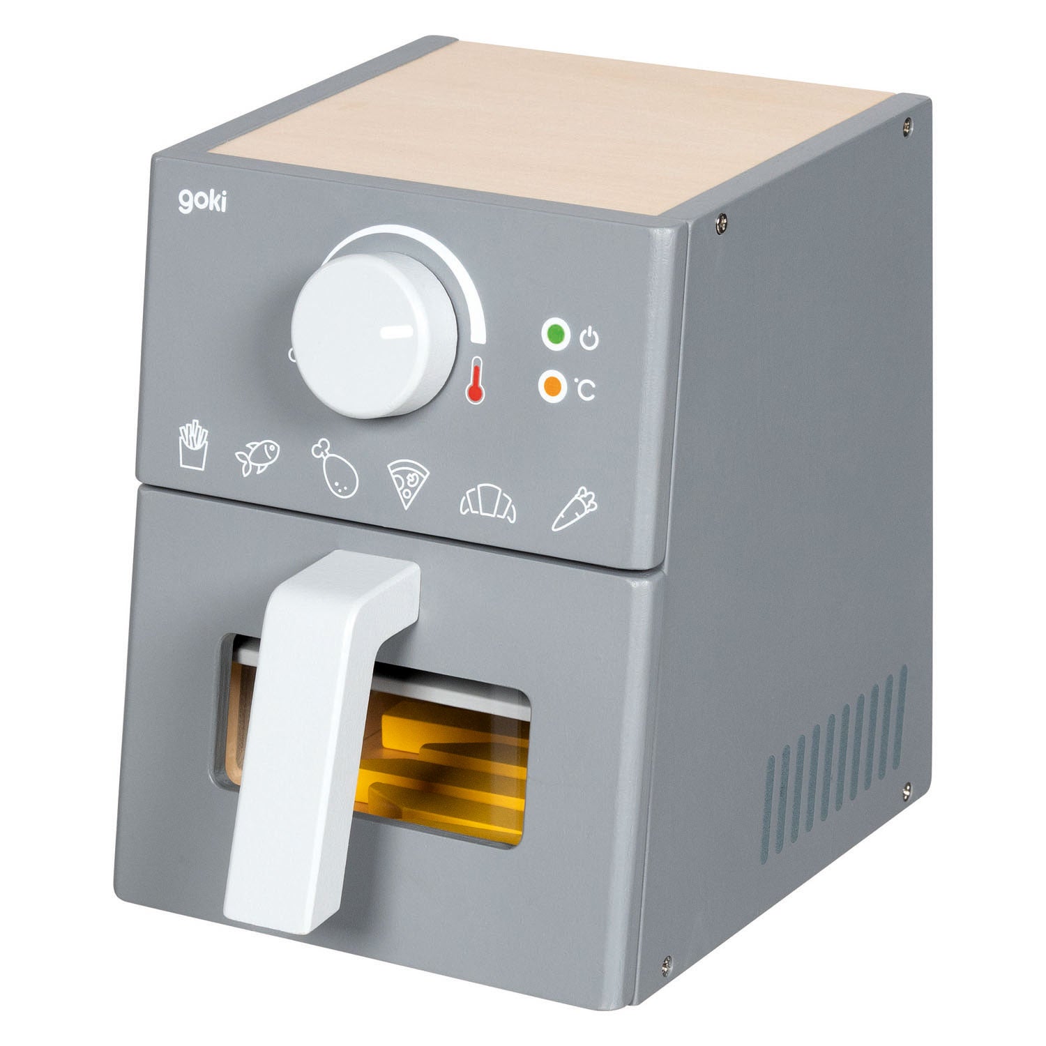 Goki houten speelgoed airfryer met accessoires - 16dlg.