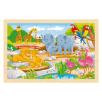 Goki houten legpuzzel - boerderij en dierentuin - 24st.