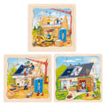 Goki houten 3-lagen puzzel - huis bouwen - 35st.