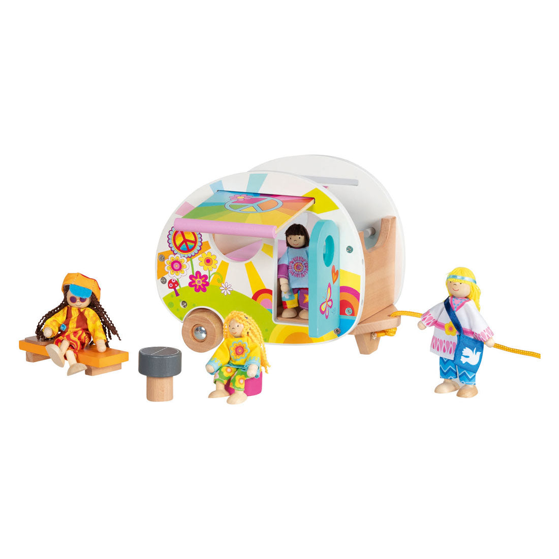 Goki houten happy campers caravan speelgoed