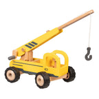 Goki houten kraanwagen geel