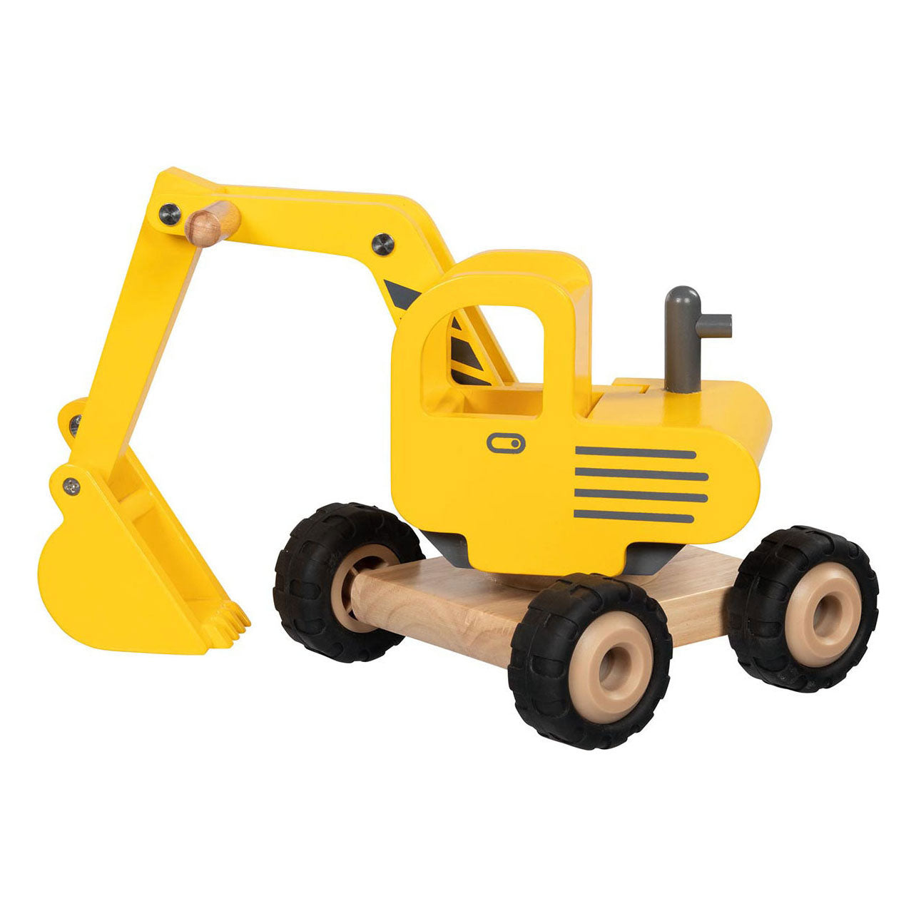 Goki houten graafmachine geel
