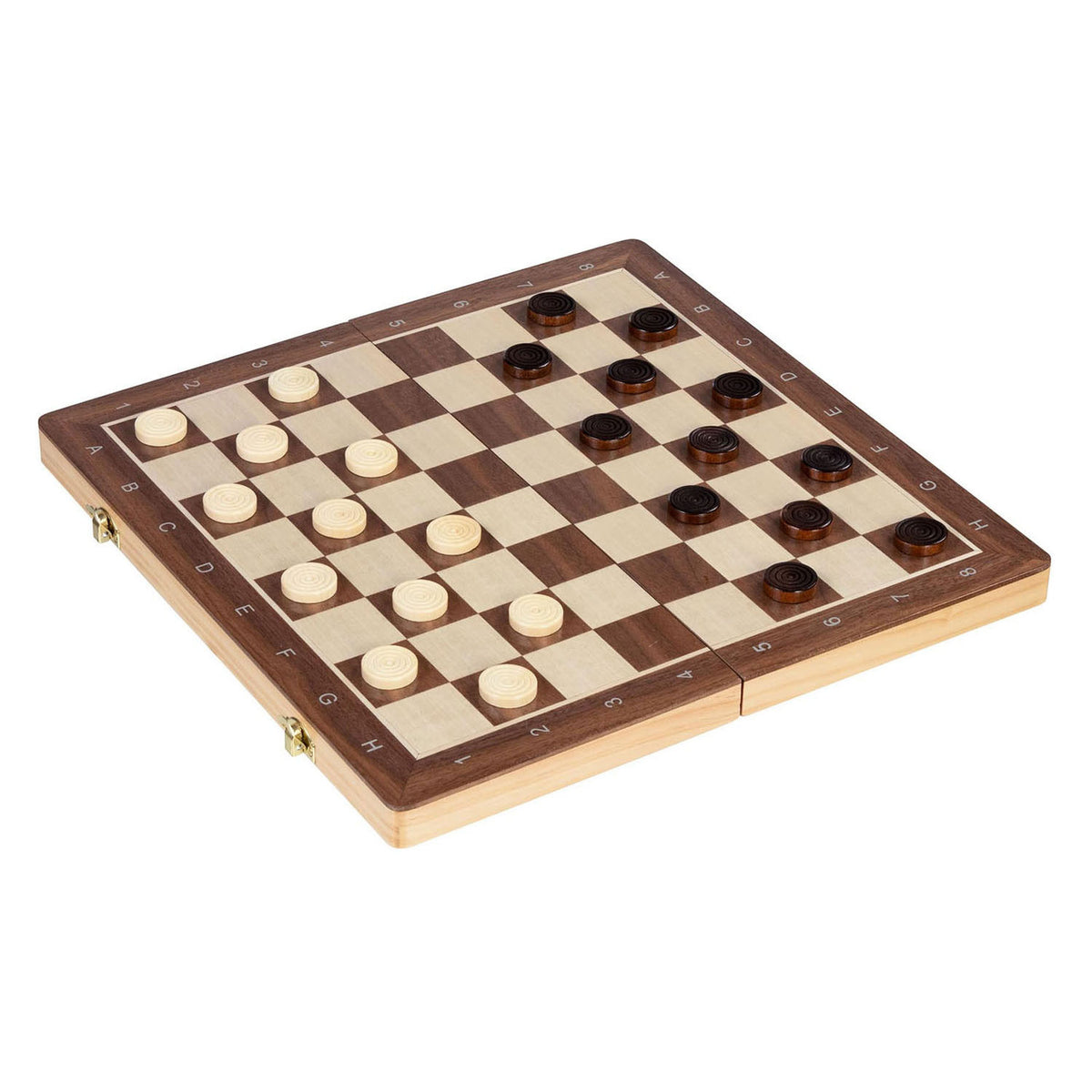 Goki schaakspel damspel 38x38x2,5cm, 2in1, magnetisch, vierkant 4,2x4,2cm, 59-delig, hout, 7+