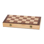 Goki schaakbord plooibaar 38x38x2.5cm, bord en figuren van hout, 7+