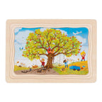 Goki puzzel - de seizoenen van de appelboom - 47 stukjes - 4 lagen - 28,5x20x1,5cm - hout - 3+