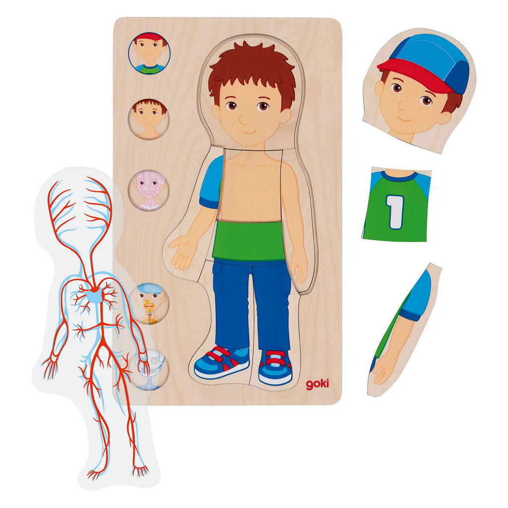 Goki - houten lagenpuzzel menselijk lichaam jongen 29st.