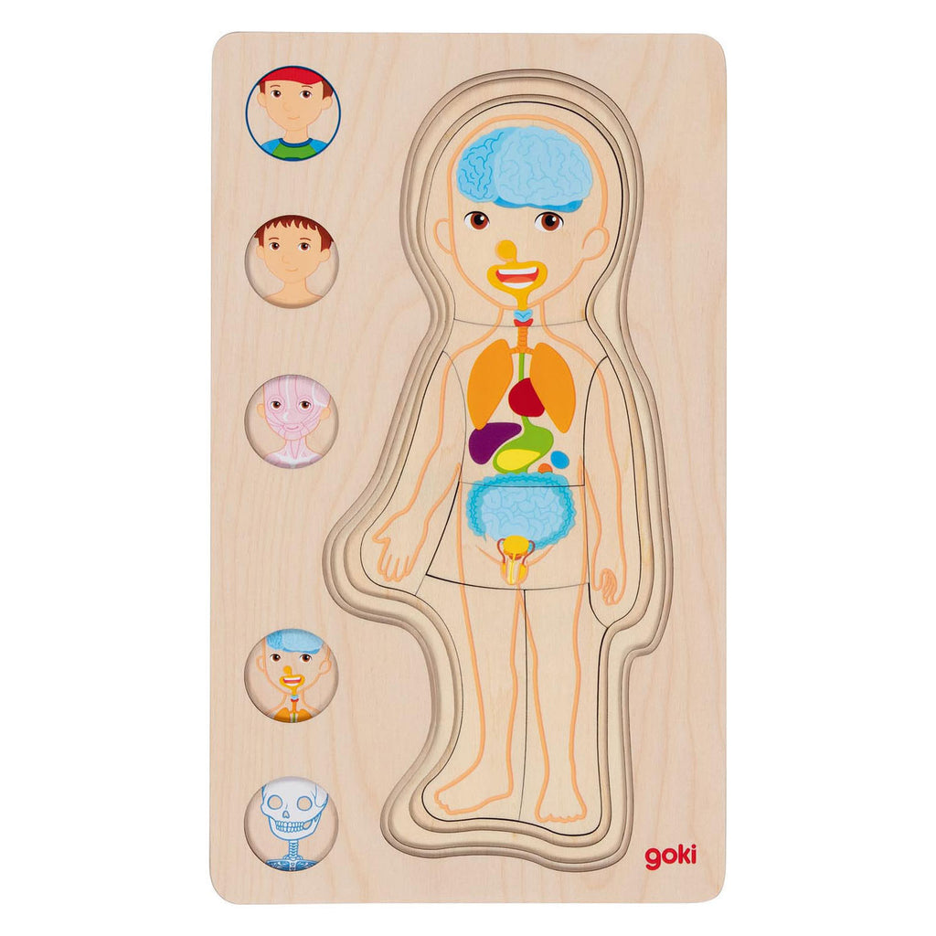 Goki - houten lagenpuzzel menselijk lichaam jongen 29st.