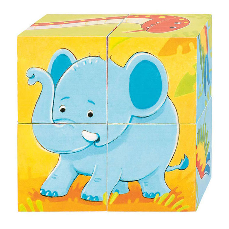 Goki - houten blokpuzzel wilde dieren 4 stuks