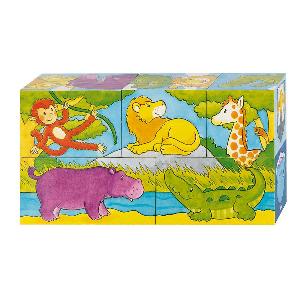 Goki houten blokpuzzel safari, 5st.