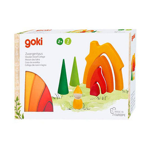 Goki - houten dwergenhuisje bouwblokken 7dlg.
