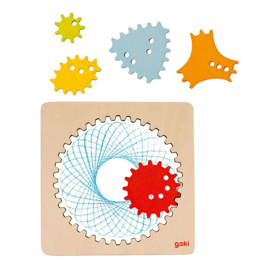 Goki houten spirograaf tekenset, 6dlg.
