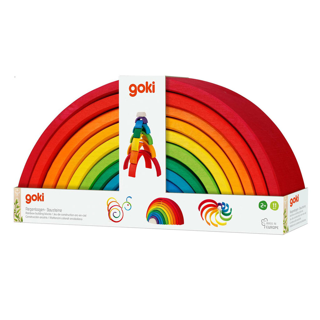Goki bouwblokken - regenboog - 11 delen - hout - 2 jaar