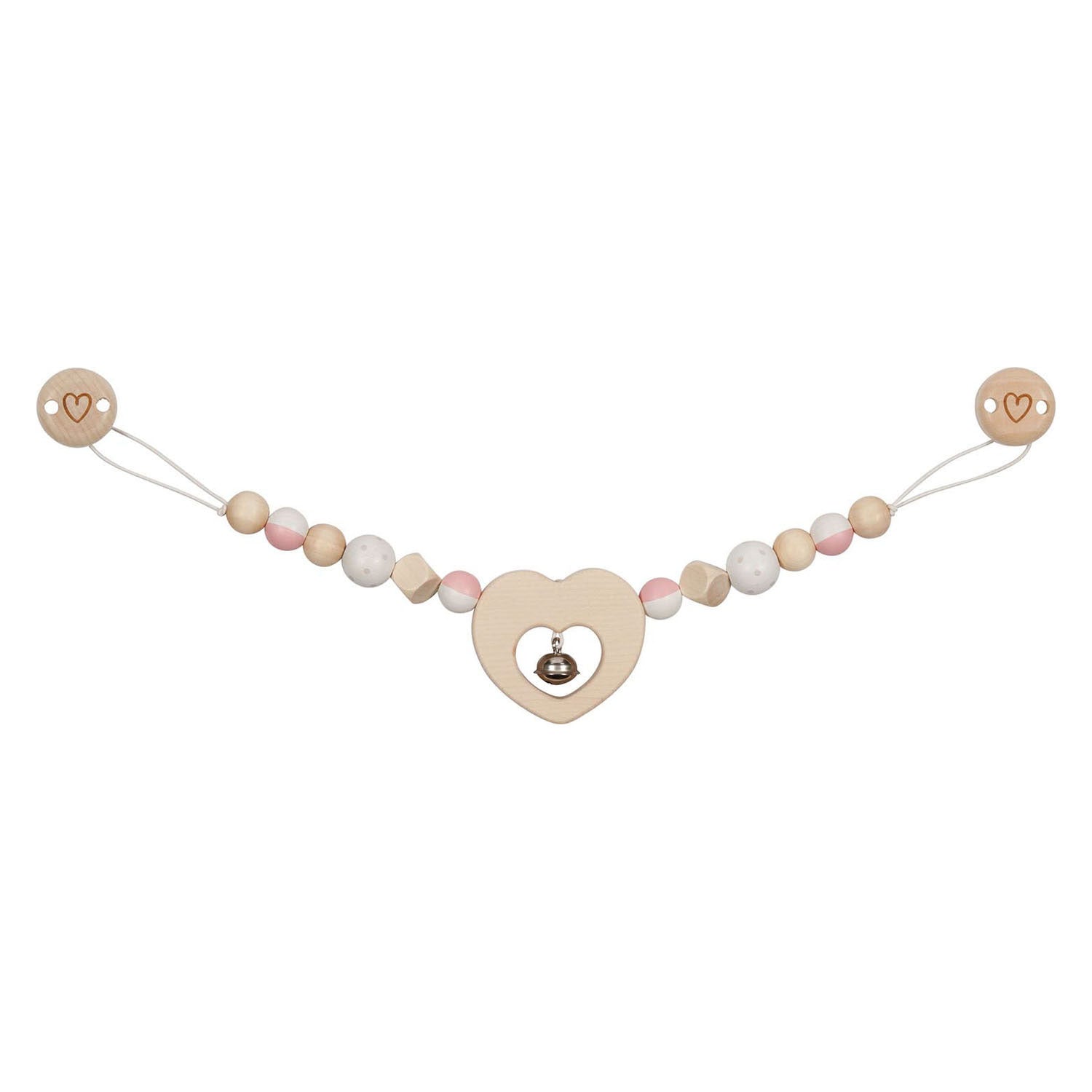 Goki houten wandelwagenketting hart met clips