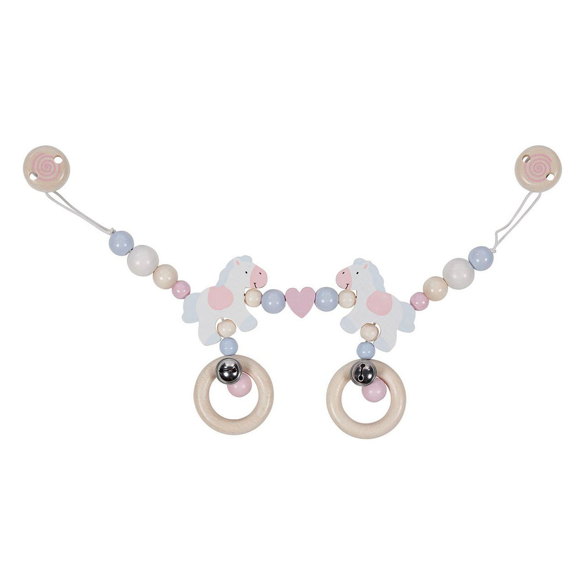 Goki houten wandelwagenketting paard met clips
