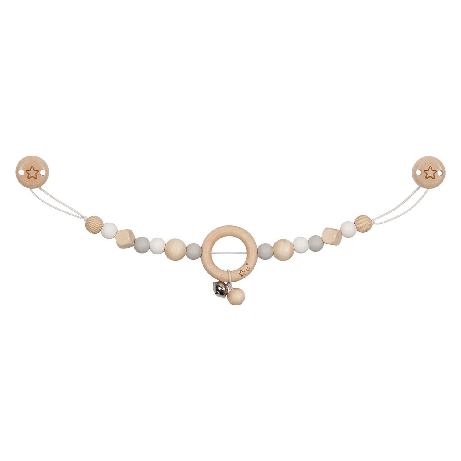 Goki houten wandelwagenketting ster grijs met clips