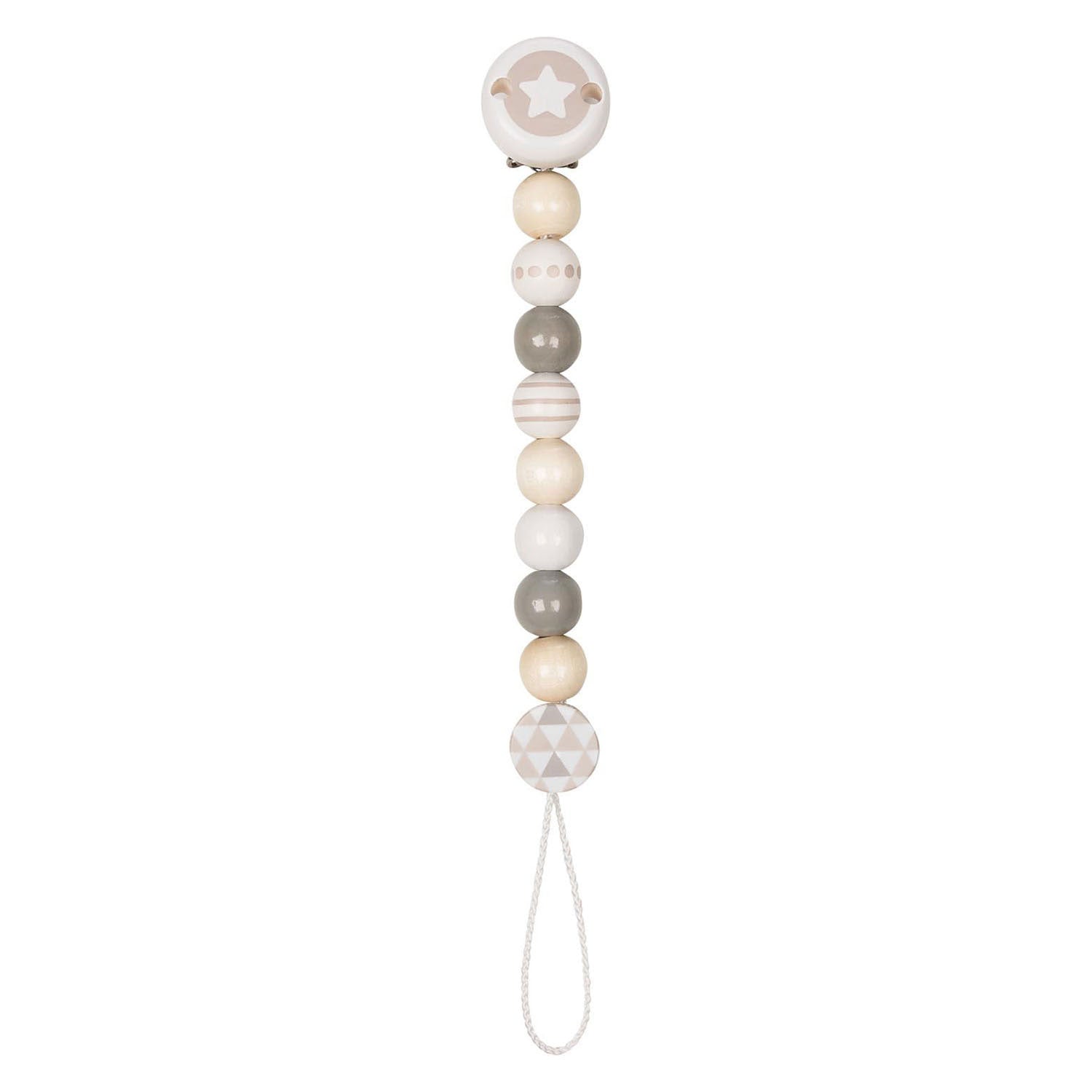 Goki - houten fopspeenketting ster grijs