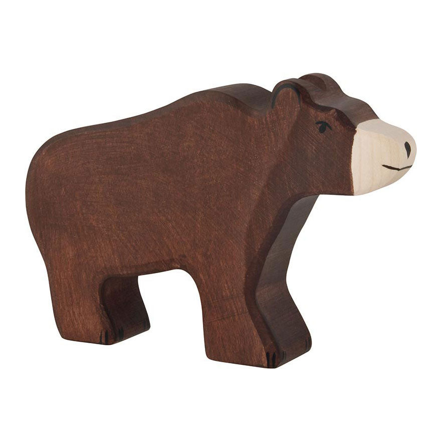 Holztiger wildernis - bruine beer - 15x3x11cm - houten figuur - handgemaakt
