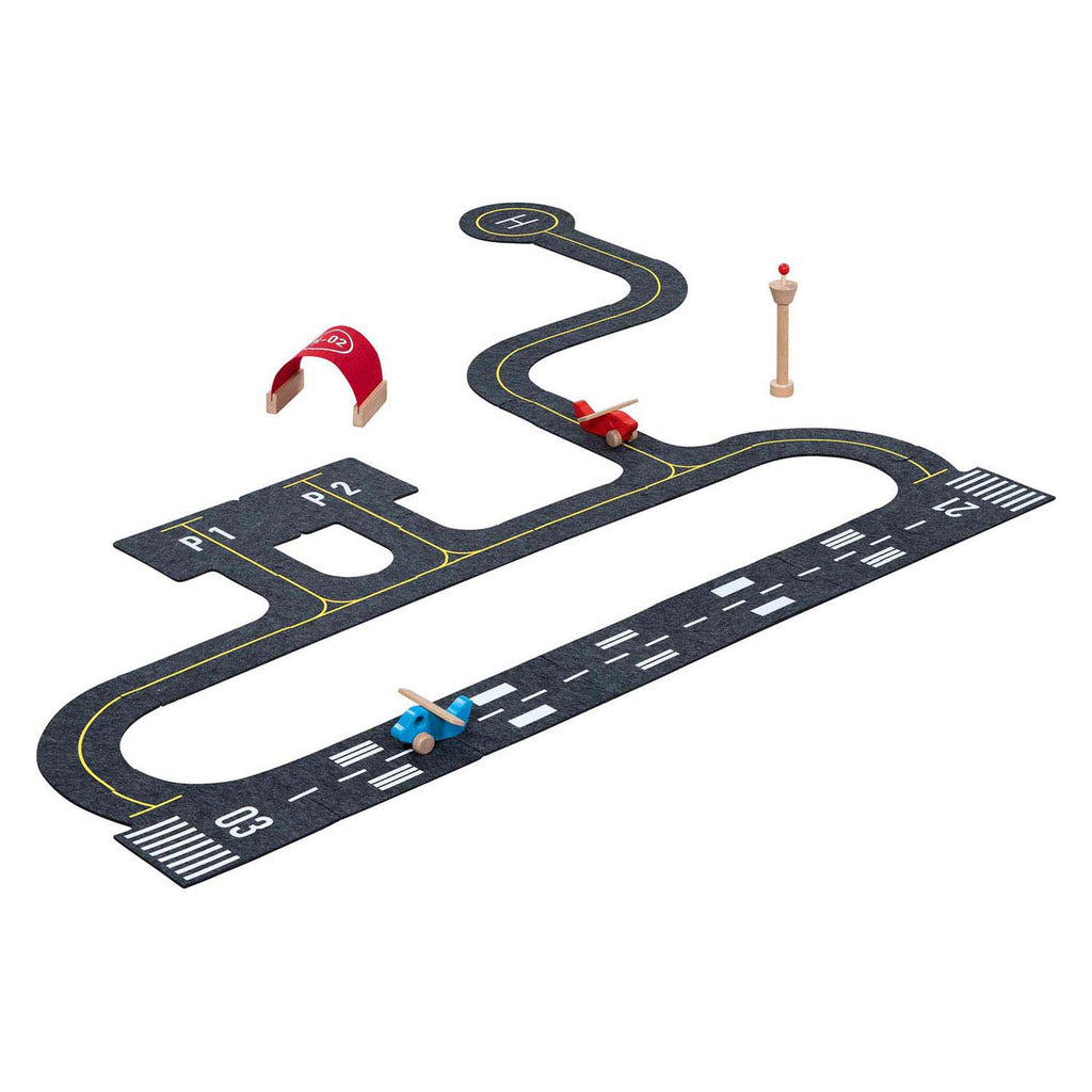 Goki speelset wegdelen vliegveld met accessoires - 26dlg.