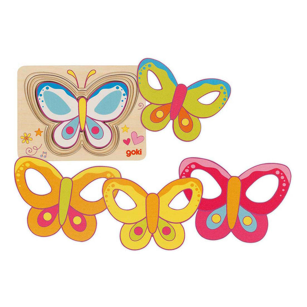 Goki - houten lagenpuzzel vlinder