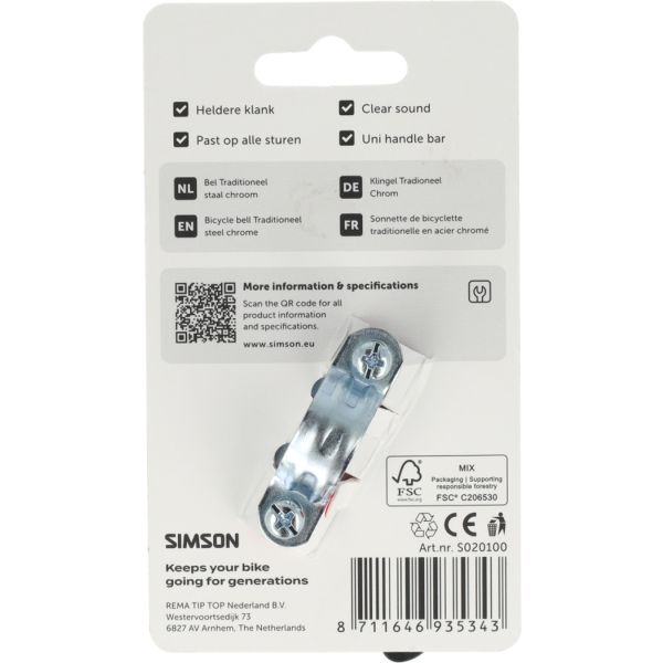 Simson - bel traditioneel chroom staal