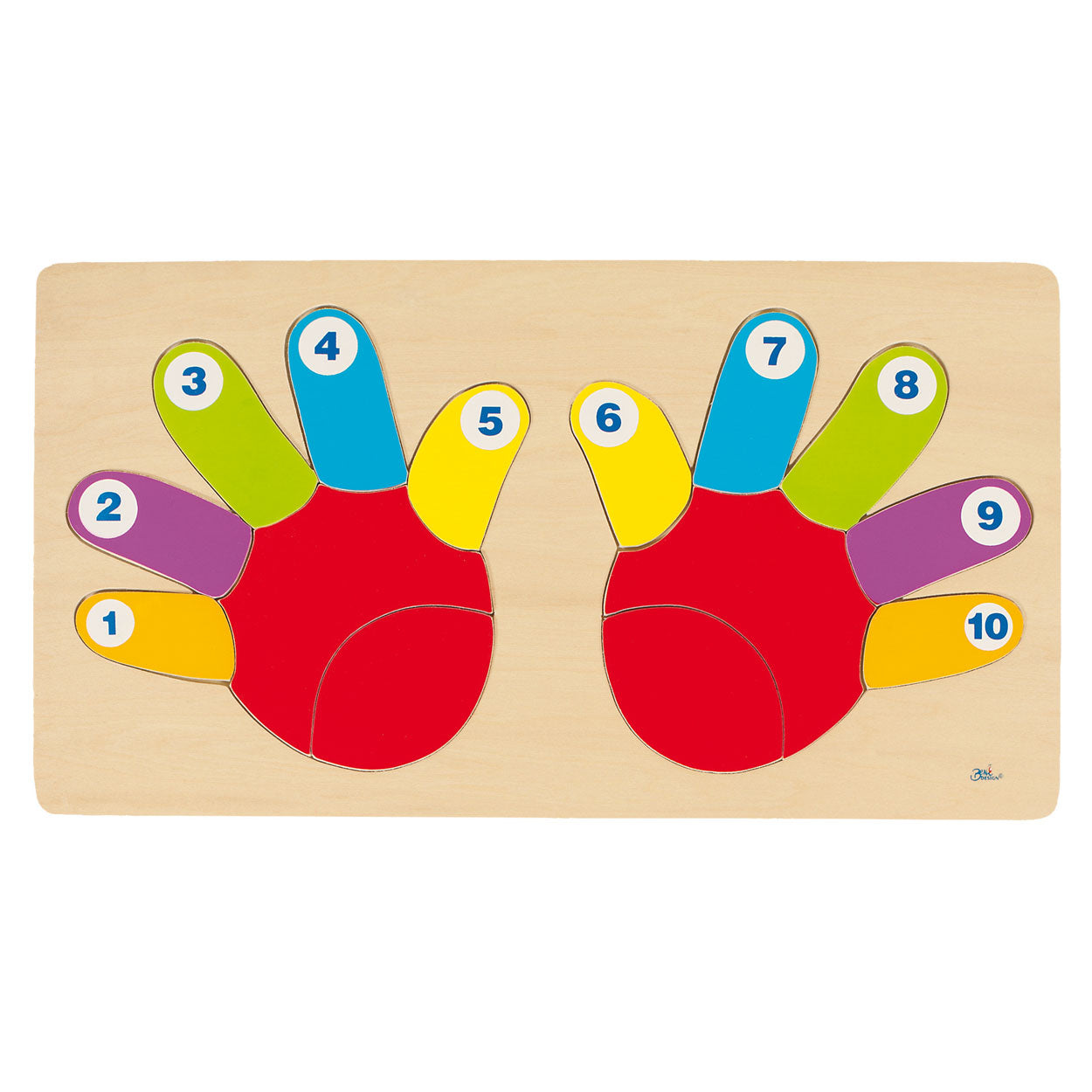 Goki puzzel - vingers tellen - 14 delen - 37,8x20,6x0,6cm - hout - 2 jaar
