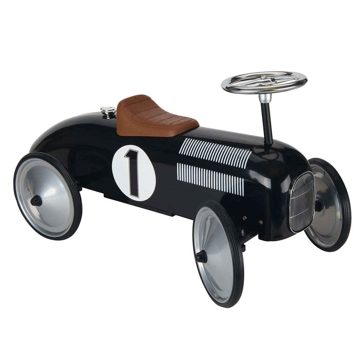 Goki loopauto - nummer 1 zwart - 73,5x35x40cm - metaal en kunststof - 1 jaar