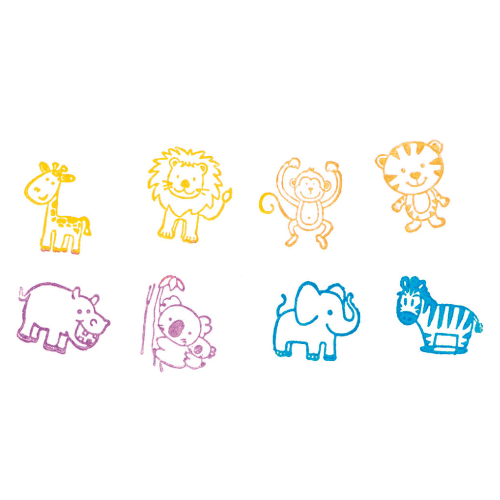 Goki - houten stempelset 8-delig wilde dieren