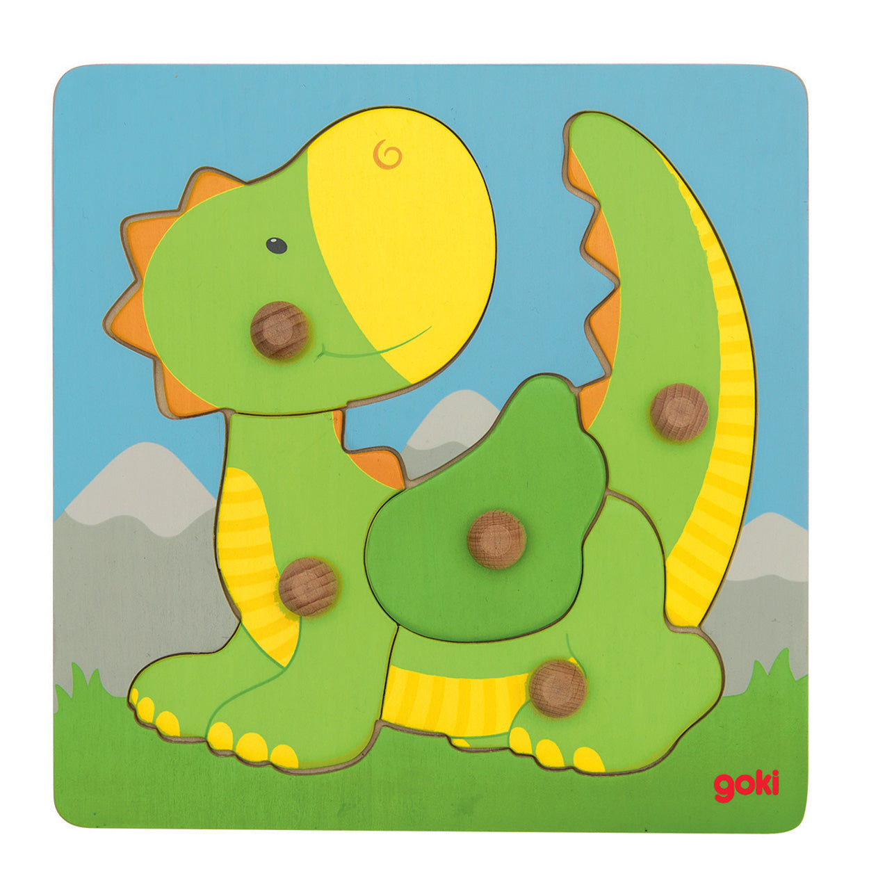 Goki houten noppenpuzzel draak, 5st.