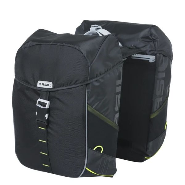 BASIL - BASIL Dubbele fietstas miles 34 liter 13 x 26 x 35 cm (2x) - zwart / lime