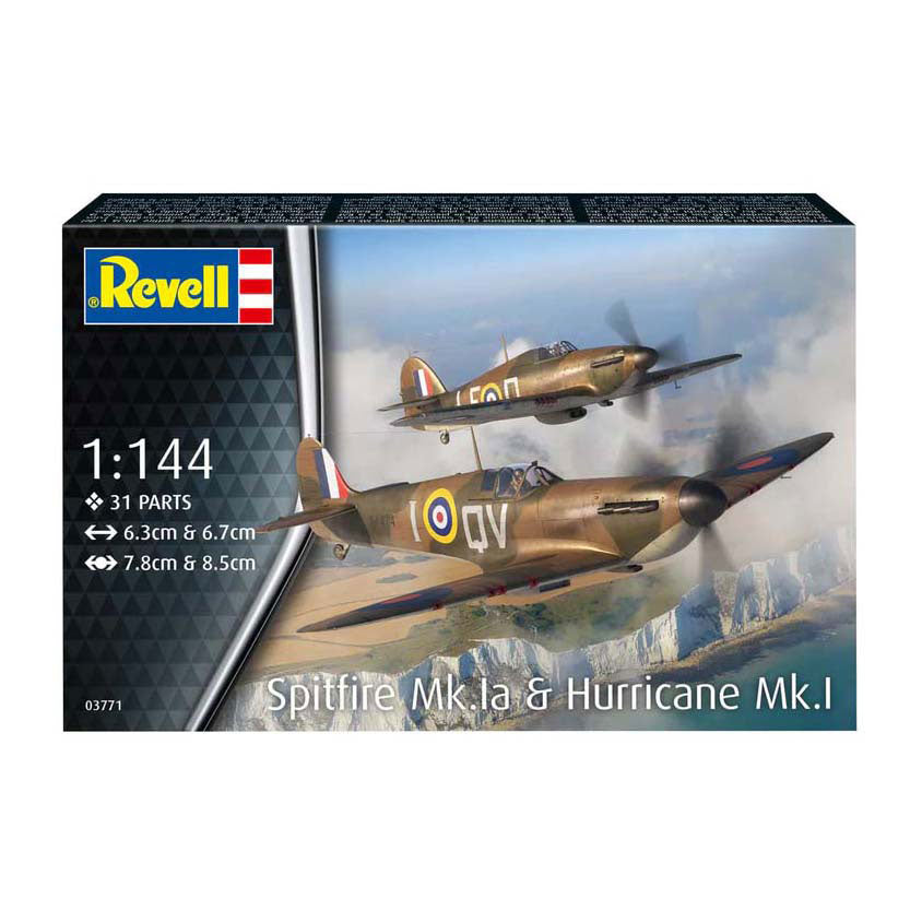 Revell - modelbouwpakket - spitfire mk.1a & hurricane mk.1 1:144 - 31dlg.