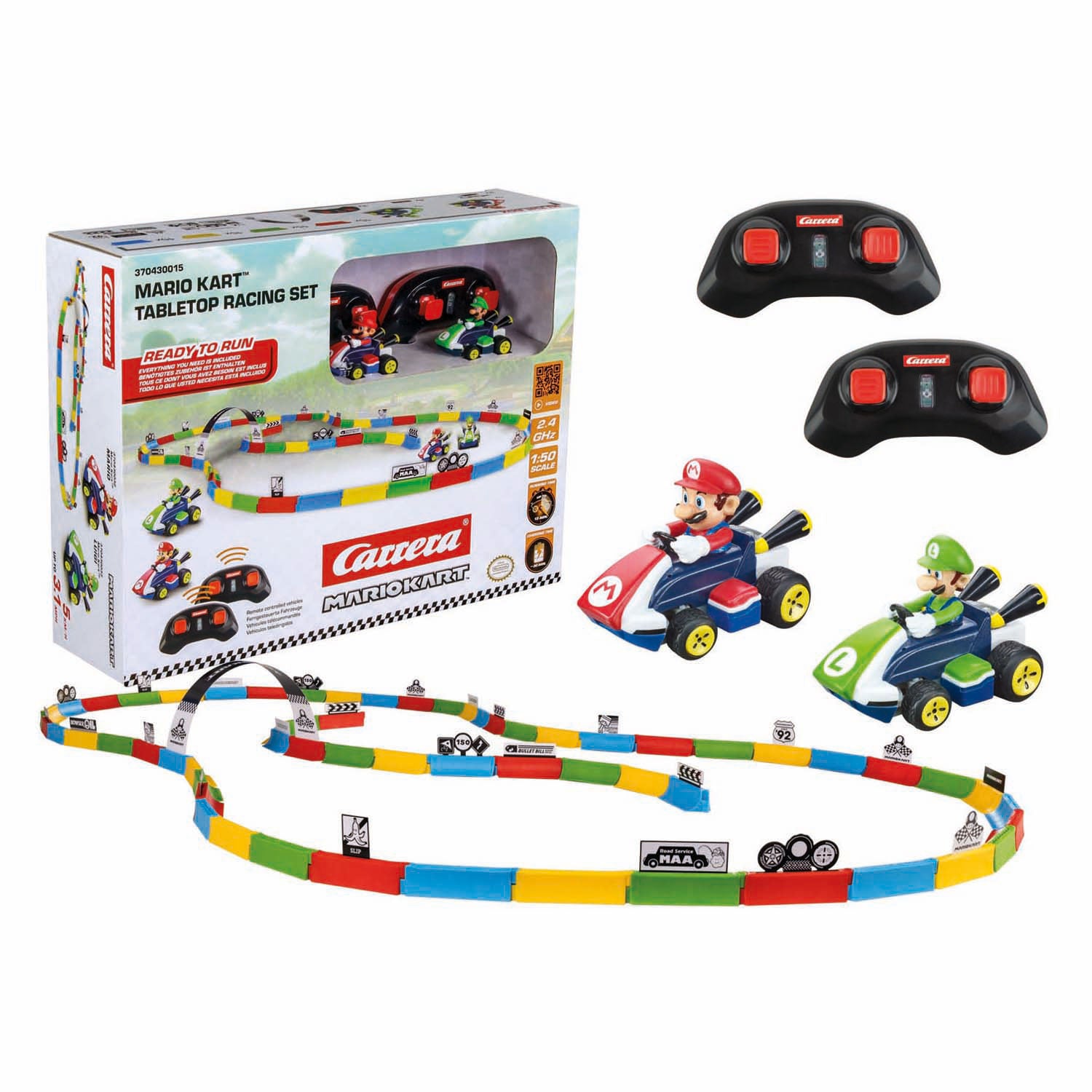 Carrera rc 2,4ghz mario kart tabletop racing set - mario luigi 1:43
