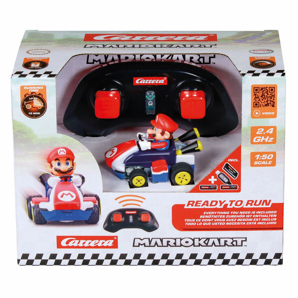 Carrera rc voertuig auto - rc auto mini - mario kart™ - mario - 6,2cm lang - 2,4ghz rc model kant en klaar - bestuurbare auto
