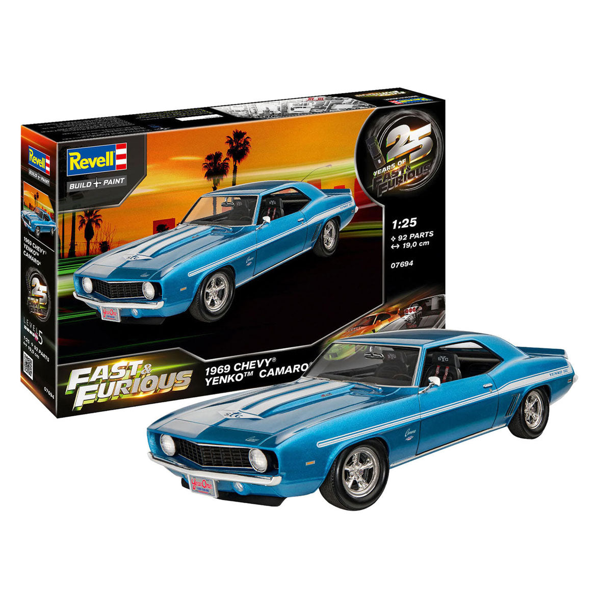 Revell - modelbouwpakket fast & furious 1969 chevy camaro yenko 1:25 - 92dlg.