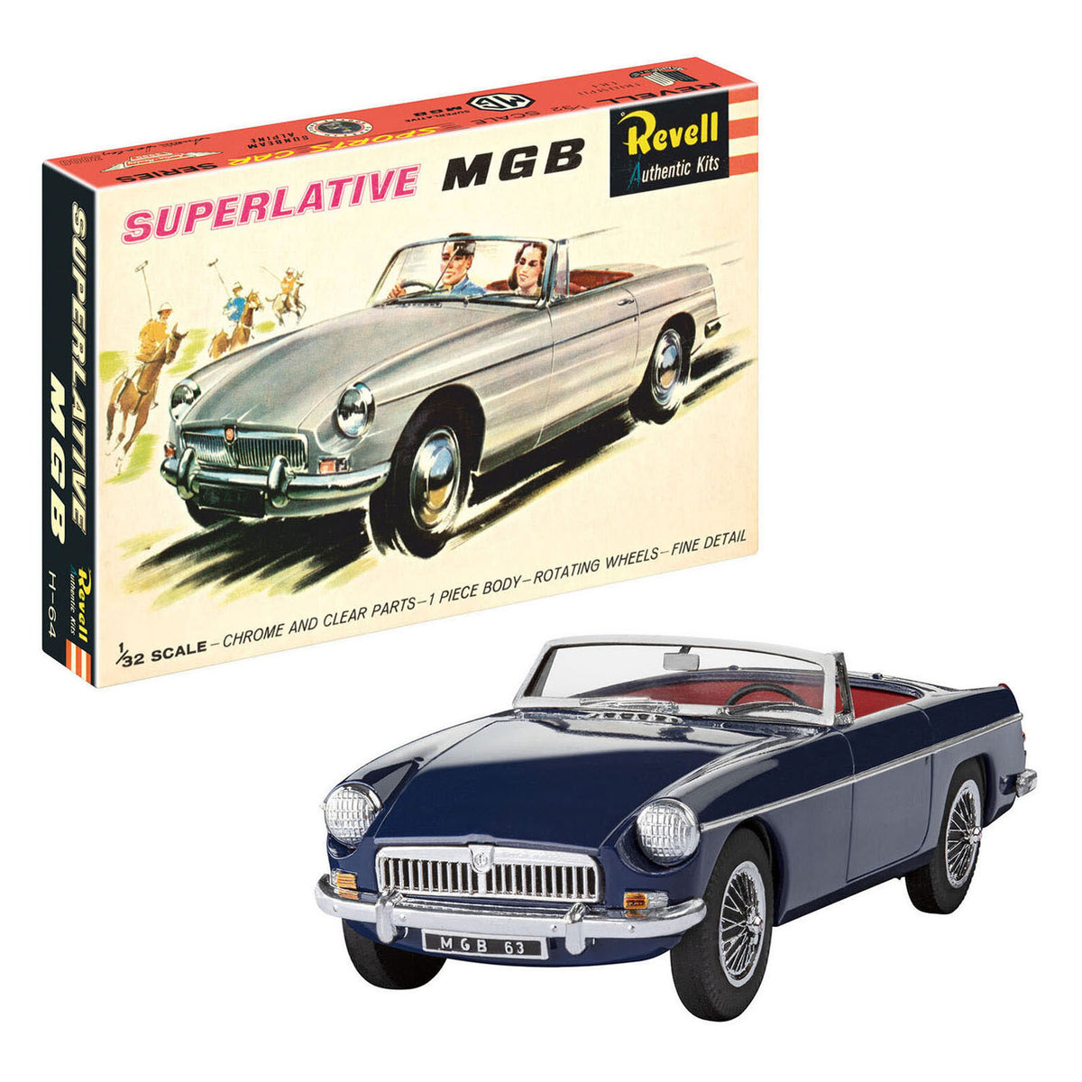 Revell - modelbouwpakket mgb roadster - 75 years plastic modelling 1:32 - 64dlg.