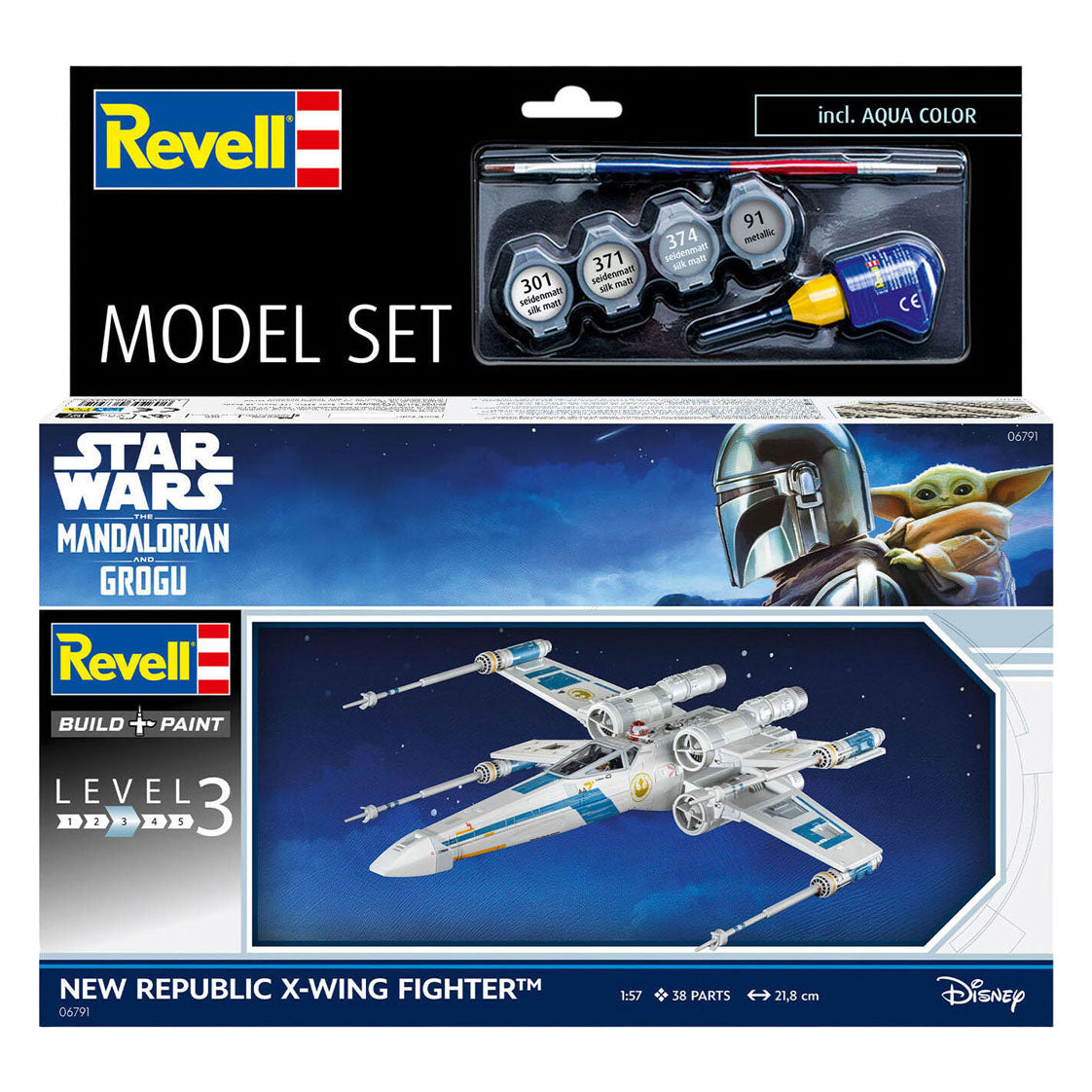Revell - modelbouwpakket the mandalorian and grogu new republic x-wing fighter 1:57 - 38dlg.