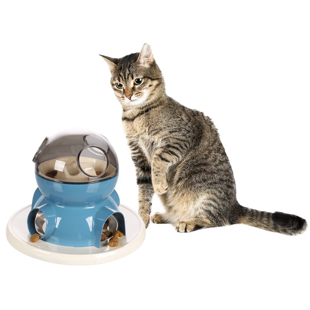 FLAMINGO FLAMINGO Kattenspeelgoed voerdispenser Diso wit en blauw