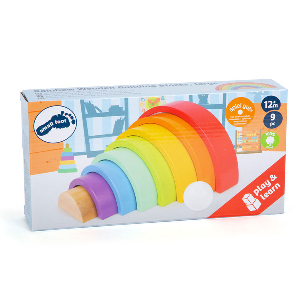 Small Foot - houten bouwblokken regenboog 9 delig