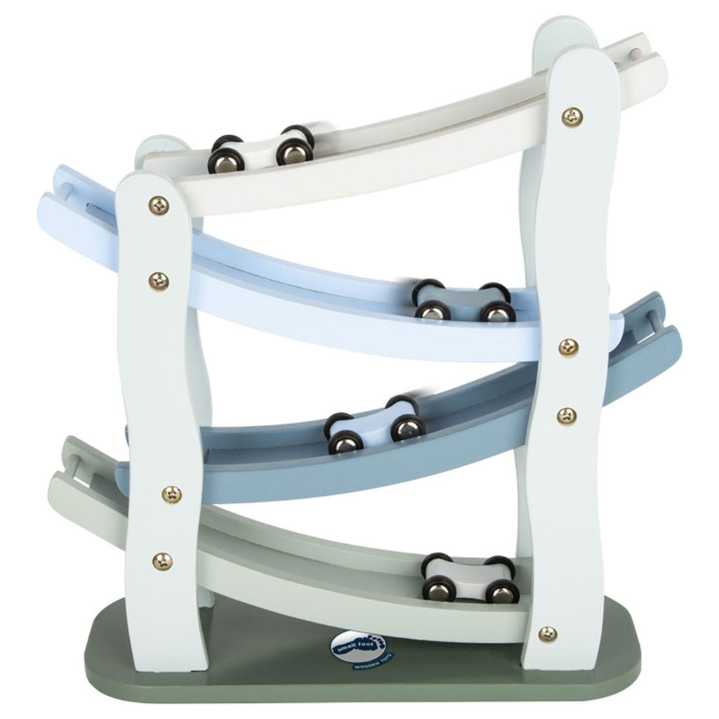 Small foot - houten autobaan blauw met 4 auto's