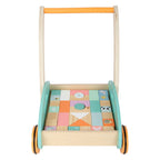 Small foot - houten baby walker loopwagen met blokken pastel, 35dlg.