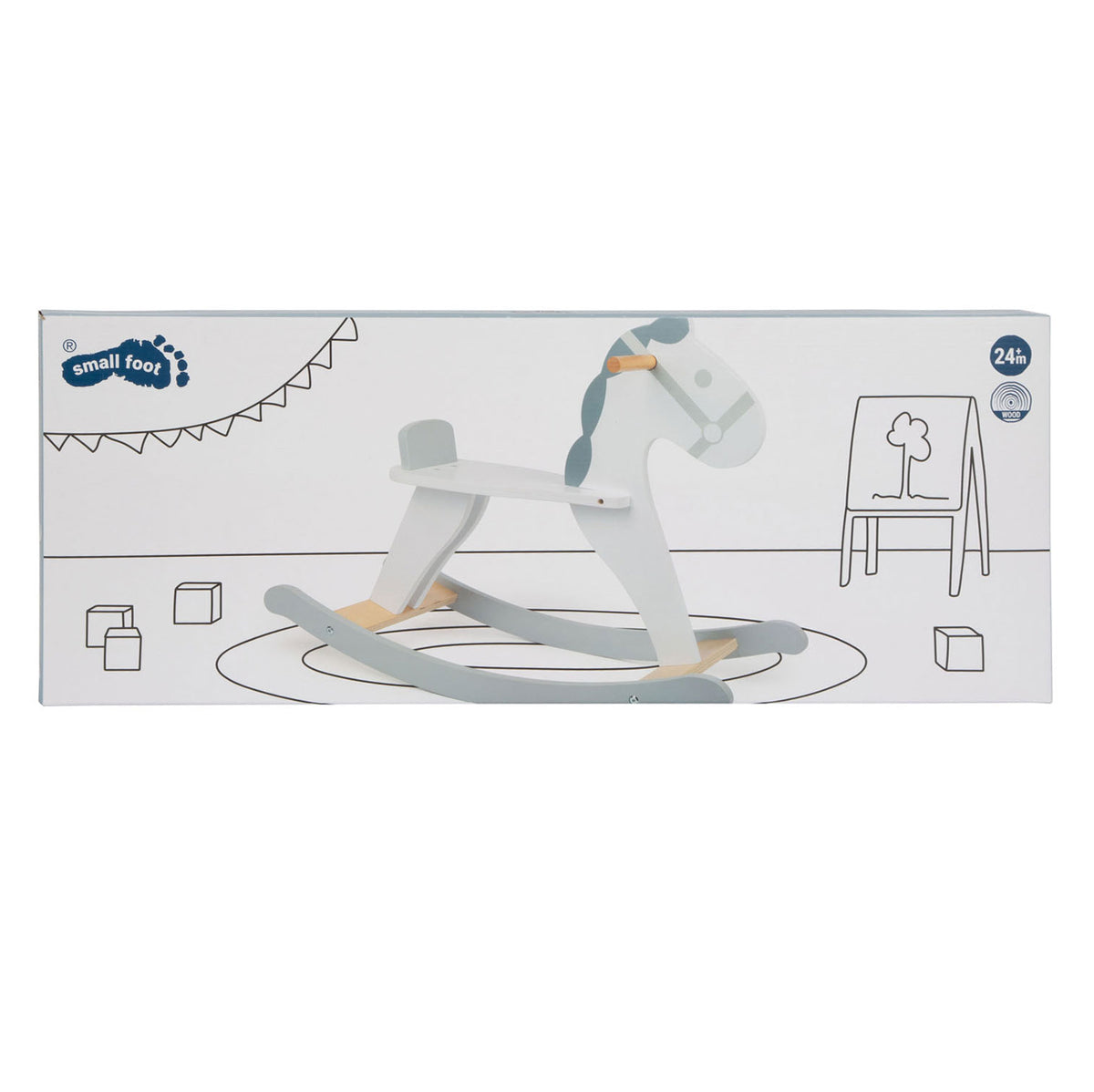 Small foot - houten schommelpaard skandi wit