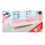 Small foot houten poppenbed met beddengoed 50 cm wit roze