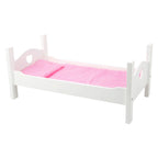 Small foot houten poppenbed met beddengoed 50 cm wit roze