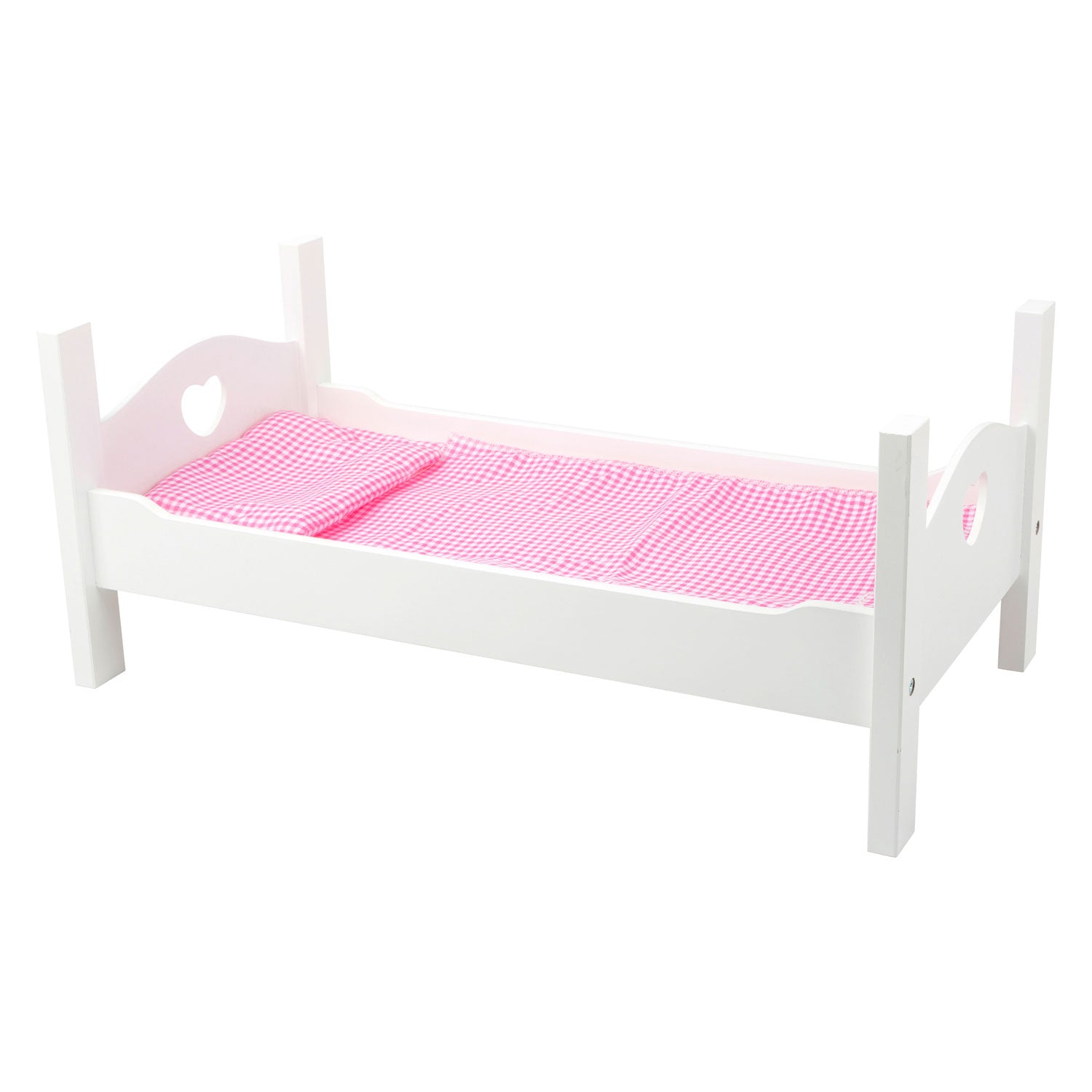 Small Foot - houten poppenbed met beddengoed 50 cm wit/roze