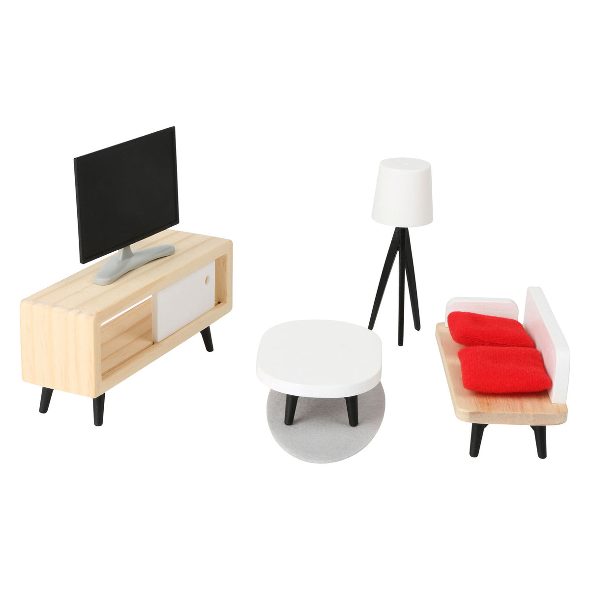 Small foot - houten poppenhuis meubeltjes complete set, 28dlg.