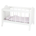 Small foot - houten poppenbed wit met beddengoed strepen, 4dlg.