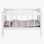 Small foot poppenbed met beddengoed junior 50 x 30 cm hout wit