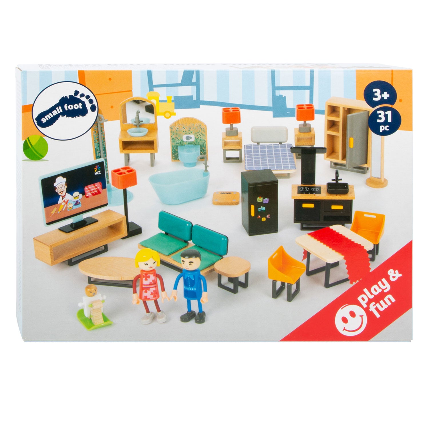 Small Foot - houten poppenhuis meubeltjes modern complete set 31dlg.