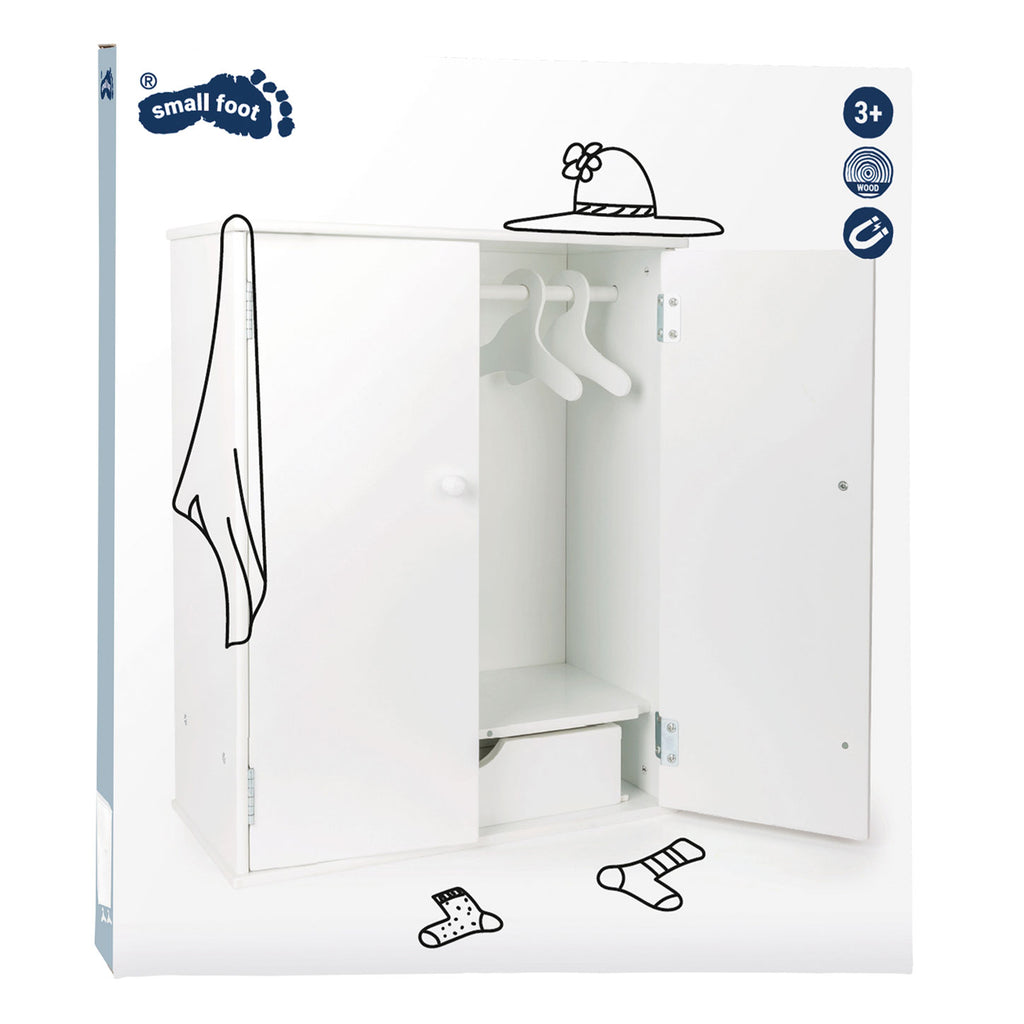Small foot - houten poppen kledingkast met hangers, 3dlg.