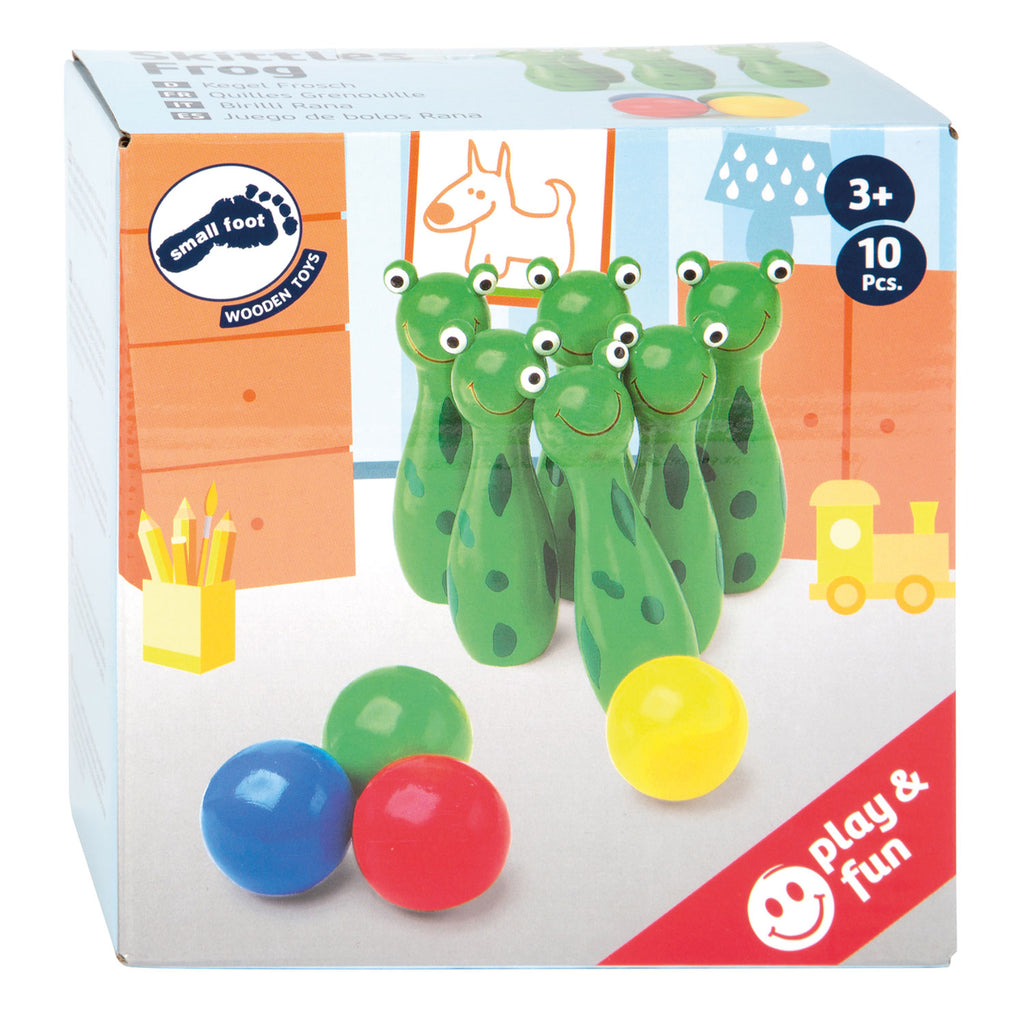 Small Foot - houten kikker kegelen werpspel 10dlg.
