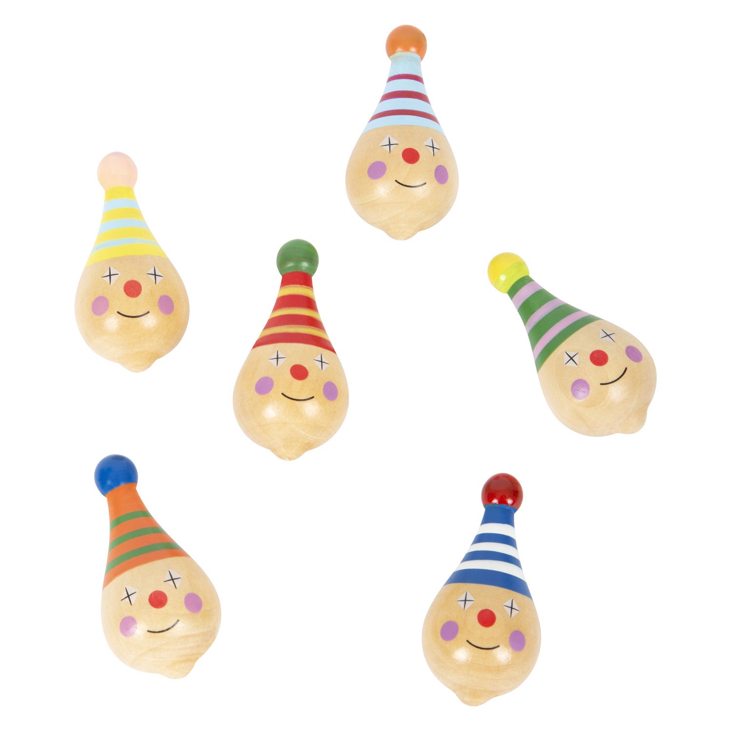 Small Foot - houten tol clown - 6 stuks